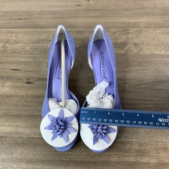 Coldwater Creek D'Orsay Womens Heels Size 6.5 M Pump Purple Blue Peep Toes NEW - Picture 3 of 10